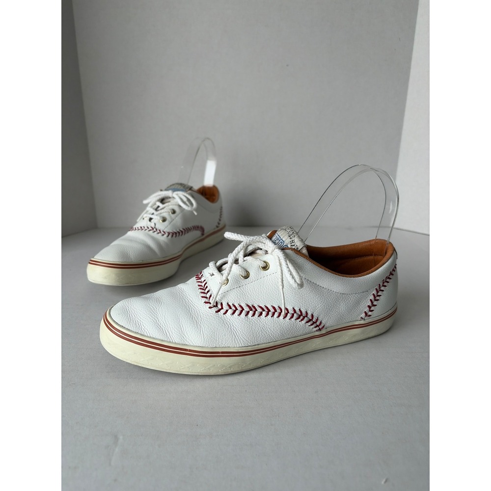 Vintage 1992 Keds Baseball Sneakers White Leather Red Stitch 8M